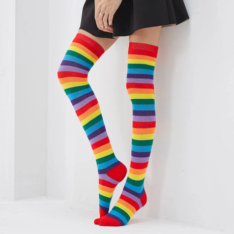 1/6 Pairs Women's Striped Stocking Japanese Over Knee Socks Fashion Women Keep Warm Slim Long Socks Black White Striped Hosiery