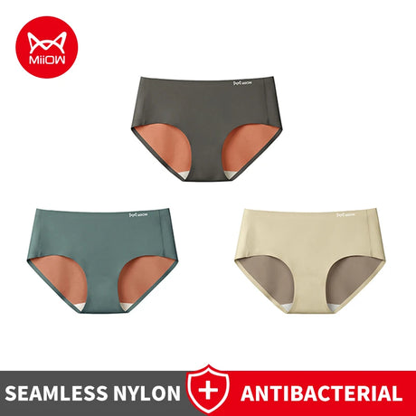 MiiOW 3Pcs Color-block Women's Underwear Women Panties Grade Antibacterial Crotch Lingerie Skin-Friendly Brief Female Underpants
