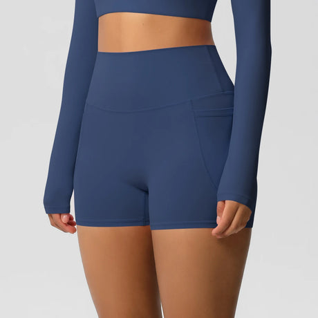 Solid Color Yoga Pants With Pockets Quick Drying High Waisted Gym Push Up Yoga Shorts for Woman Breathable Workout Fitness Short