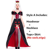 Queen of Hearts Costume Women Alice in Wonderland Costume Poker Queen Cosplay Halloween Carnival Masquerade Costumes Sexy Dress