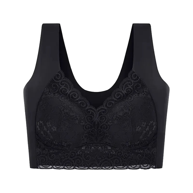 WomenBeautiful Back Bra Large Size Fat Mm Bra Gathered and Traceless Thin Cotton Strapless Underwear Without Steel Ring Vest