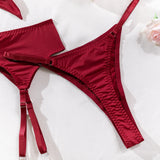 Cupless Lingerie Set Silk Bra Thigh Straps 3Piece Satin Bowknot Erotic Underwear for Women