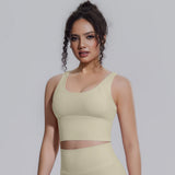 Women Summer Yoga Bra Underwear Shockproof Bra Sports Running Beautiful Back V Shaped Fitness Yoga Tank Top Bra with Chest Pad ﻿