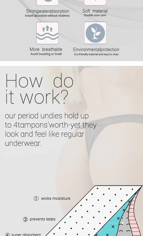 Bamboo Comfortable women's period panties 4 layer leak-proof absorbent menstrual period underwear postpartum incontinence briefs