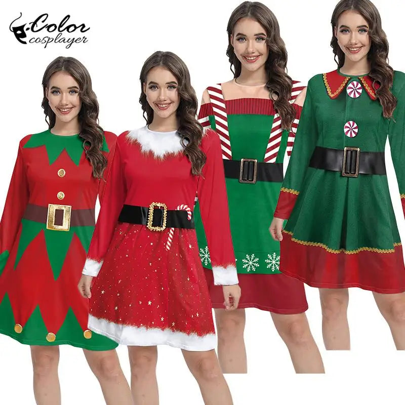 Thicken Christmas Dress Xmas Cloak Princess Cosplay Costume Red Winter Dress Women Long Sleeved Gown Furry Anime Role Outfit