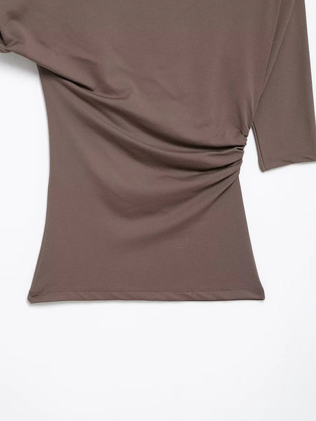 HH Vintage Women's Asymmetric Bustier Tops 2025 Female Sexy Skew Collar Off-shoulder Pleated Metal Decorate Shirt Streetwear