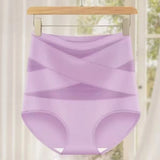 4pcs High Waisted Women's Panties Breathable Tummy Control Shapewear Mesh Cross Tummy Cinching Ice Silk No Trace Triangle Panties Tummy Tuck Shape