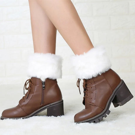 Women's Winter New Average Size Short Flip Flop Fur Warm Socks Boot Covers Knitted Wool Leg Warmers Breathable Anti-friction
