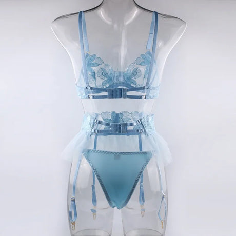 Toucheart 3 Piece Set Lingerie Garter Sets Lingerie For Woman Sexy Mini Skirt See-Through Embroidered Bra Erotic Underwear New