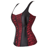Gothic Corset Top With Straps Sexy Floral Zipper Brocade Overbust Lingerie Burlesque Body Shaper Lace Up Bustier Plus Size