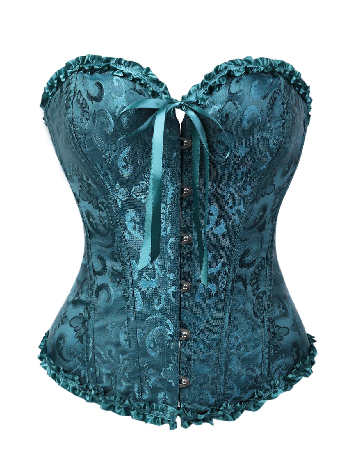 Women Bustier Corset Victorian Gothic Jacquard Front Busk Waist Cincher Halloween Party Wear