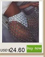 Sexy Metal Rhinestone Corset Crop Top Women Summer Club Party tops Woman Clothing See through Beach Halter Tank Top Streetwear