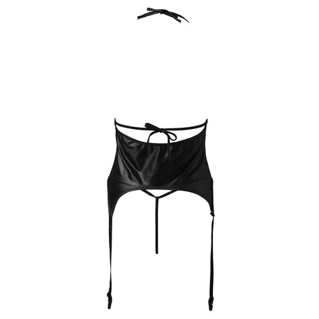 2 Piece Women Underwear Sets Vintage Rivet Latex Leather Corset Bodysuit Garters With Thongs Sexy Lingerie Clubwear Leotard