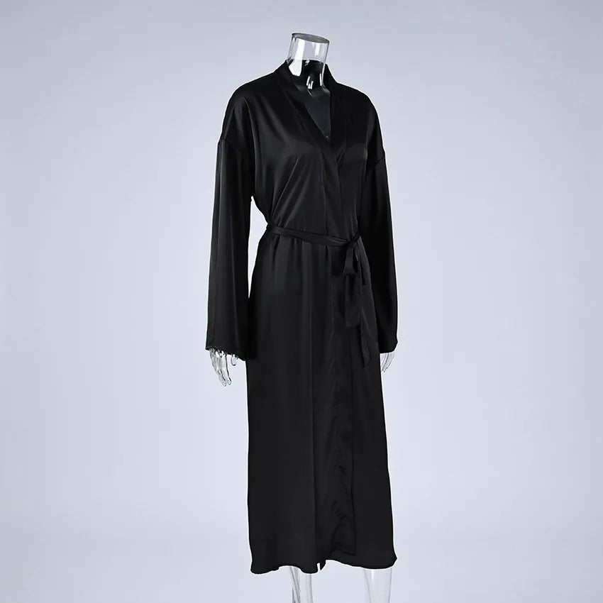 Simulated Silk Lace Splicing Pajamas 2026 Spring New Sexy Nightgown Lace-Up Robe Two-Piece Set Women's Home Wear