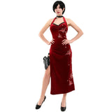 Ada Wong Cosplay Dress Uniform Halloween Christmas Costume Women Red Lace Cheongsam Lingerie Suit Movie Secret Service Outfits