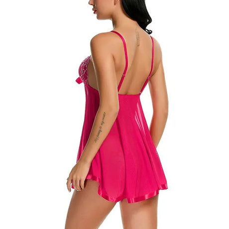 Women's Pajamas Dress Sexy Lingerie Embroidered Sequins Night Dress Women Transparent Suspender Nightgown Sleepwear for Sleeping