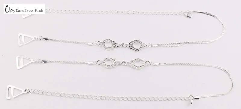 Detachable Rhinestone Metal Bra Strap for Women, Non-Slip Invisible Adjustable Crystal Shoulder Straps,Lingerie Accessories Gift