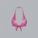 Shiny Rhinestone Backless Camisole For Women Sexy Deep V Neck Halter Neck Bandage Tank Top Rave Party Club Crop Top 2025 New