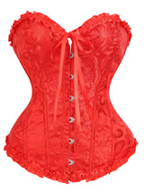 Women Bustier Corset Victorian Gothic Jacquard Front Busk Waist Cincher Halloween Party Wear