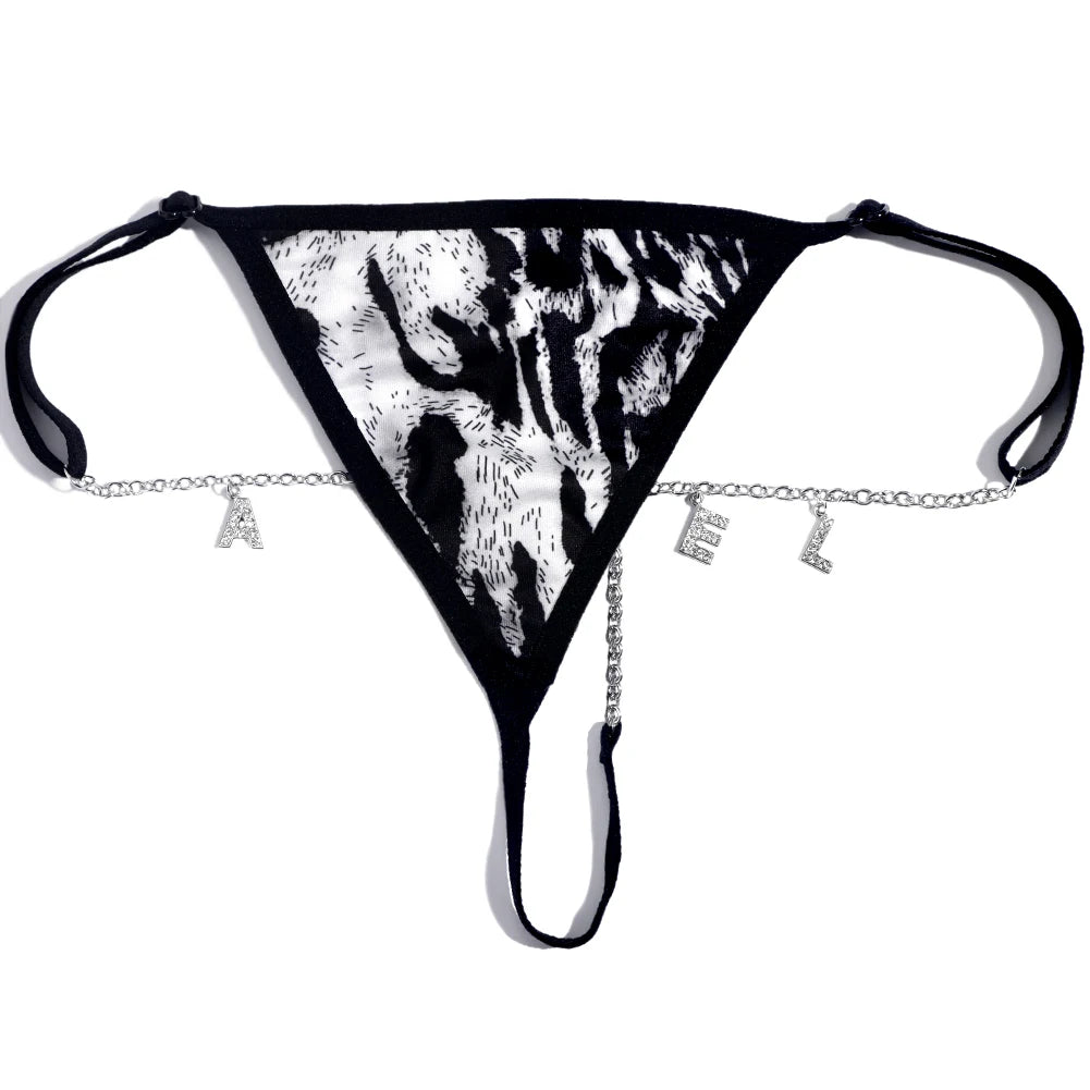 Customize Name Crystal Letters Waist Body Chain for Women Sexy Leopard Underwear Bikini Thong Body Jewelry Valentine's Day Gift