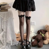 Lace Ruffle Thigh High Socks Bow Over The Knee Socks Women's Stockings Hosiery