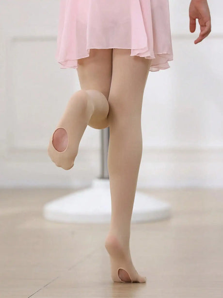 4PCS Girls Convertible Footed Dance Tights Nylon Spandex Ballet Leggings for Kids 2-14Y Girls Class Training Practice Wear