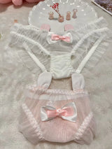 Cute  Knot Lace  Pink Rabbit Sexy Pure Desire Net  Panties Low Waist Breathable Quick Dry Comfortable Un...