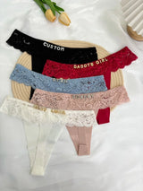 Personalized Custom Thong Name Crystal Letter G-String Low Waisted Lace Thong Ice Silk Bikini Panties Hot Wife Girlfriend Gift
