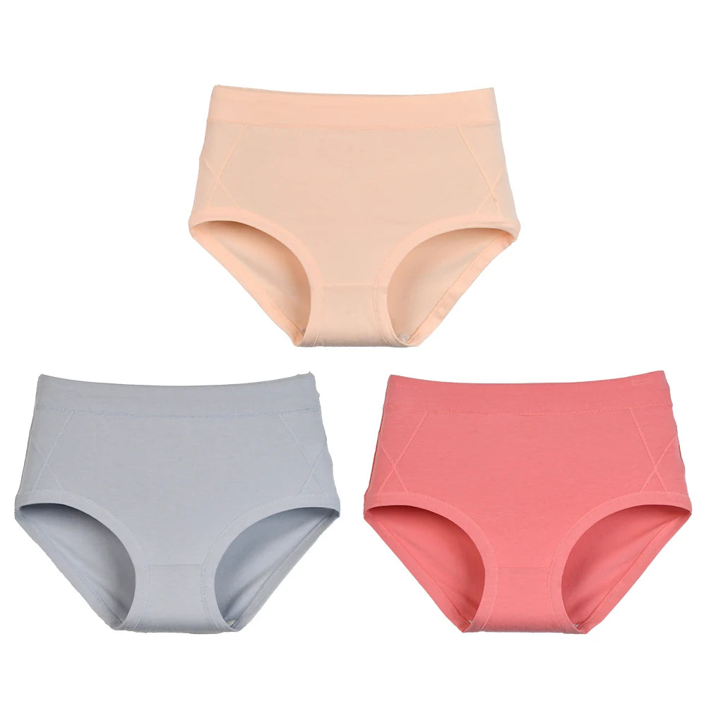 3Pcs Women's Cotton High Waist Panties Underwear Female Large Intimate Lingerie Briefs Woman Underpants Panty Panti New 2025