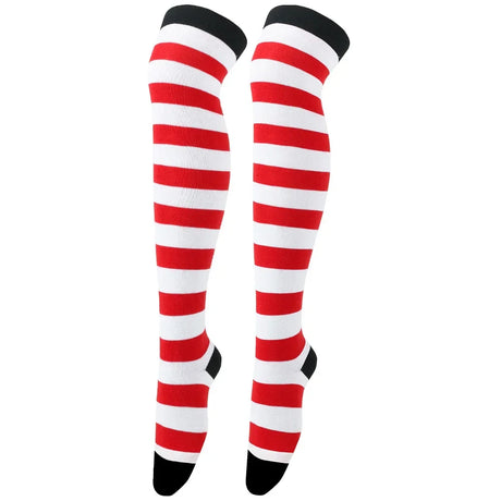 Thigh High Stockings Womens Striped Ladies Girls Black White Pink Long Over Above Knee Socks Femboy Cosplay Lolita Harajuku Y2k