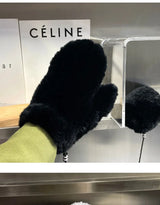 Hot Sale Women's 100% Natural Rabbit Fur Winter Gloves Warm Knit Thick Thermal Mittens Soft Real Fur Outdoor Cold Weather Glove