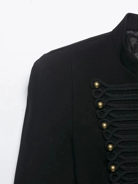 Women Vintage Slim Jacket Spring Women Trends Elegant Napoleon Jackets Ladies High Street Chic Shoulder Padded Blazer