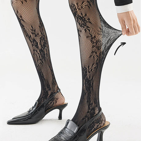 Cute Lolita Tights Women Sexy Lace Floral Thigh High Stockings Pantyhose Lingerie Hosiery Mesh Fishnet Stockings Women Tights