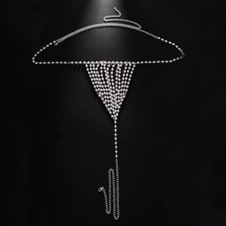 Stonefans New Rave Pearl Jewellry Accessories Waist Chain Fashion 2025 Summer Club Sexy Thong Panties G String Bikini Women Gift