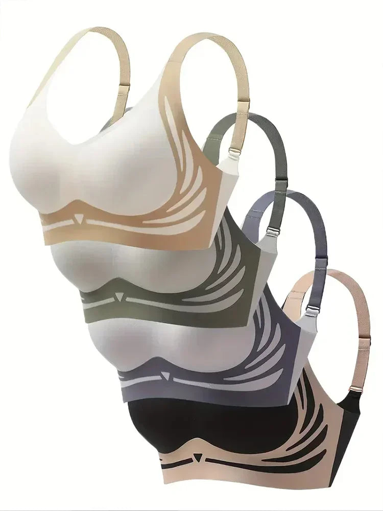 3Pcs/Set Women's Push-up Gather Wireless Bra Women Gathered Up Soft Support Adjustable Underwear Anti-sagging Seamless Bra M-2XL