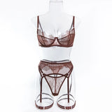Women's Red Lace Lingerie Set with Underwire Bra High Waist Garter Belt Thong and Thigh Straps Romantic Bedroom Outfit Set 2026