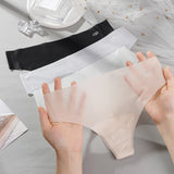 1/3pcs Ultra-Thin Ice Silk Thong Panties Women Seamless Transparent Low-Rise Quick Dry Underwear