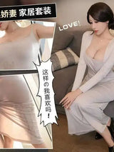 Gentle Chest Cushion Seductive Thin Sheer Seductive Revealing Chest Home Set Sexy Dress Elegant Long Dress Hot Sexy Women STF7