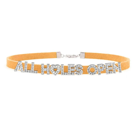 Sexy Bad Words All Holes Open Letters Choker Necklace Women Men Suggestive Adult Chocker Collar Cosplay Custom Jewelry Gift