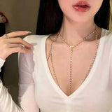 Luxury Square Zircon Chest Chain Multilayer Silver Metal Beads Body Chain Sexy Beach Bikini Jewelry Gift For Women