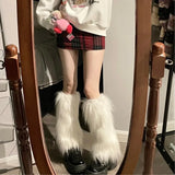 1/2Pairs Artificial Fur Plush Leg Warmers Women Autumn Winter Thermal Long Socks Girls Fashion Japanese Knee-length Stockings