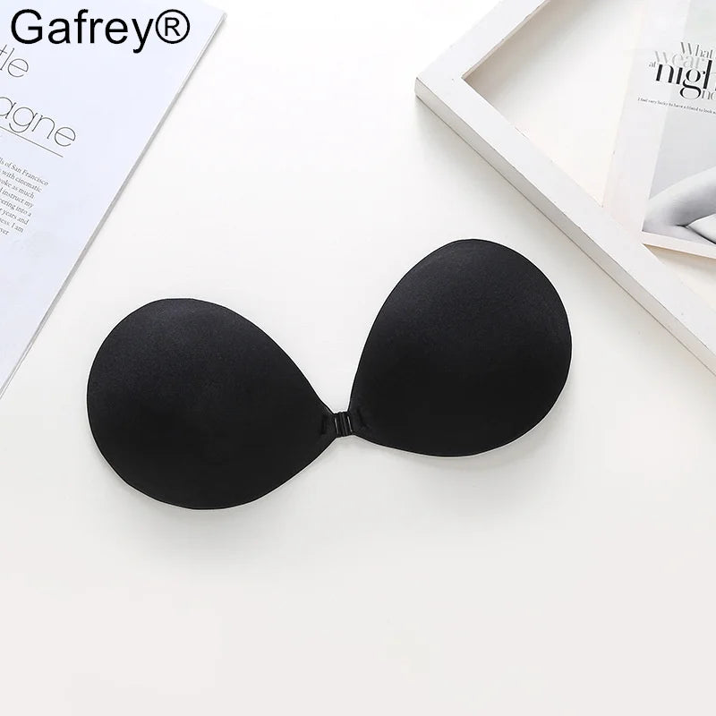Self Adhesive Invisible Bra Silicone Chest Stickers Women Gathering Flat Chest Display Big Push Up Bra for Night Dress Bridal