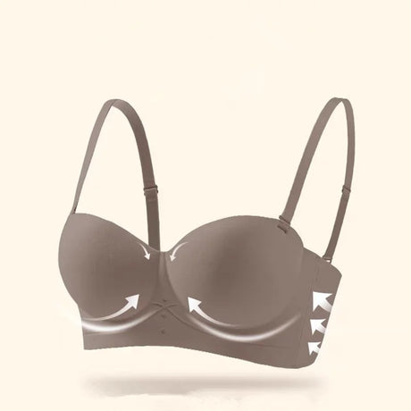 Half Cup of Scarless Suspender Bra Without Steel Rings Gathering Strapless Breasts for Women Adjustable Sexy Scarless Underwear