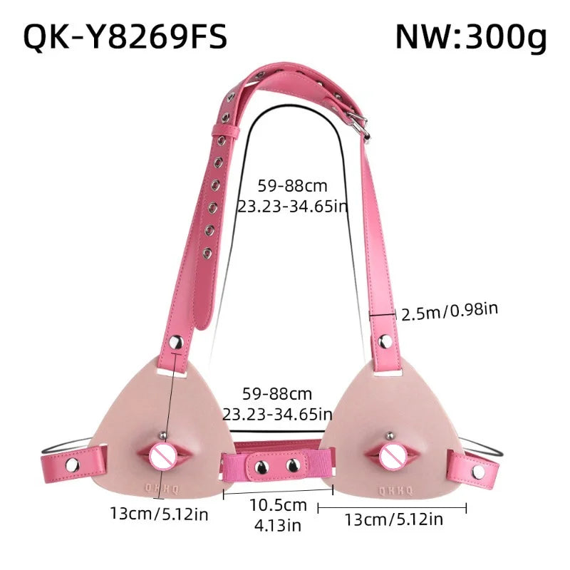 Female Fake Mouth Lip Ring Labia Wearing Silicone Lingeries Exotic Accessories Adjustable Underwear Couple Play Woman Adult Toys