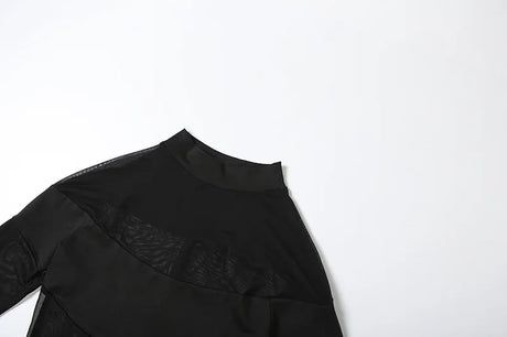 Sexy See Through Bodysuit Women Dark Gothic Streetwear Emo Alternative Grunge Y2k Long Sleeve O-neck High Waist Jumpsuit
