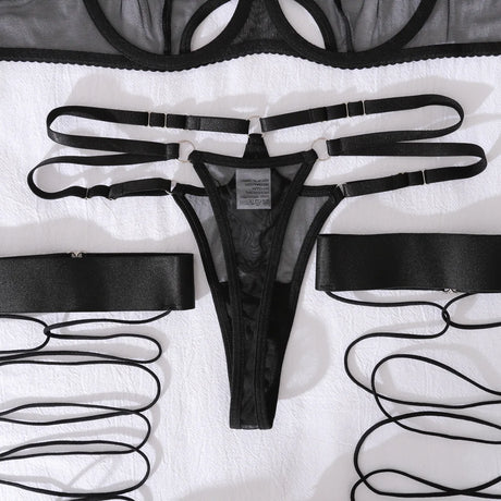 Diccvicc Transparent Mesh Lingerie Bandage Bra Fancy Cut Out Panty Set with Gloves Naked Women Sexy Underwear Uncensored Outfits