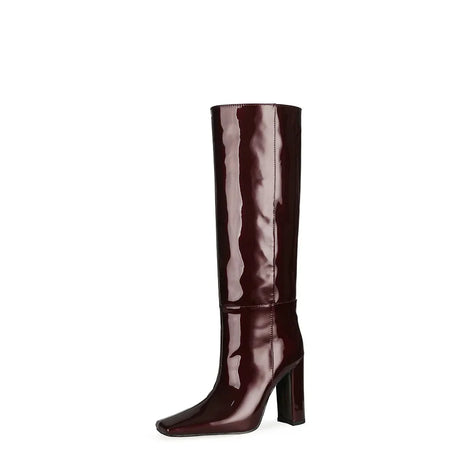 2024 NEW Fashion High Tube Knee High Boots 10cm/6.5cm Thick Heel 21 Colors Women Short Plush Boots Size 45 Winter Leather Shoes