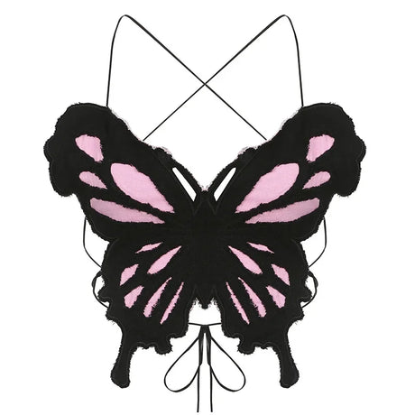 Hot Butterfly Jeans Crop Top Backless Strap Camis Sexy Lingerie Bow Bra Women Beach Mini Vest Butterfly Tank Tops Party Clubwear