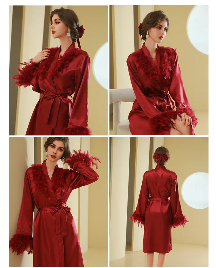 Customized Bathrobe for Women Personalized Name And Date Robe Add Any Text Gown for Bridal Party Feather Bride Robes