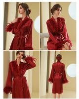 Customized Bathrobe for Women Personalized Name And Date Robe Add Any Text Gown for Bridal Party Feather Bride Robes